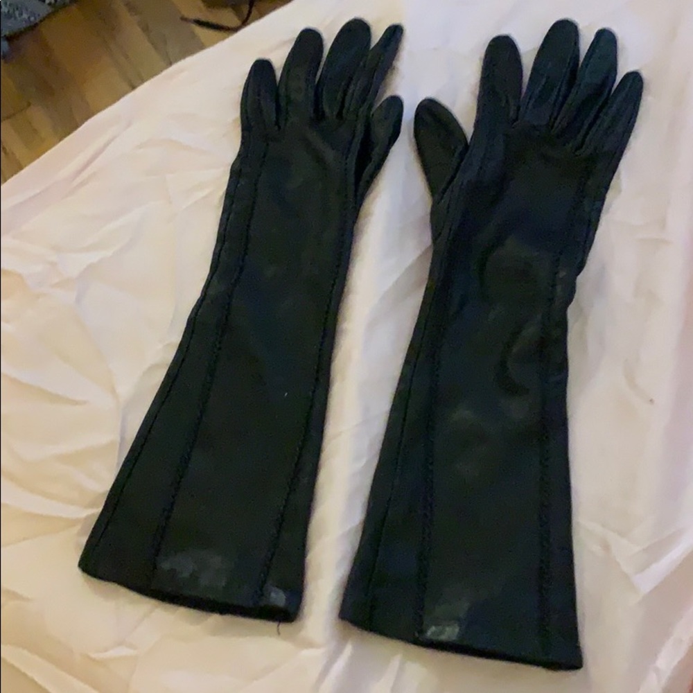 BANANA REPUBLIC black long leather gloves
